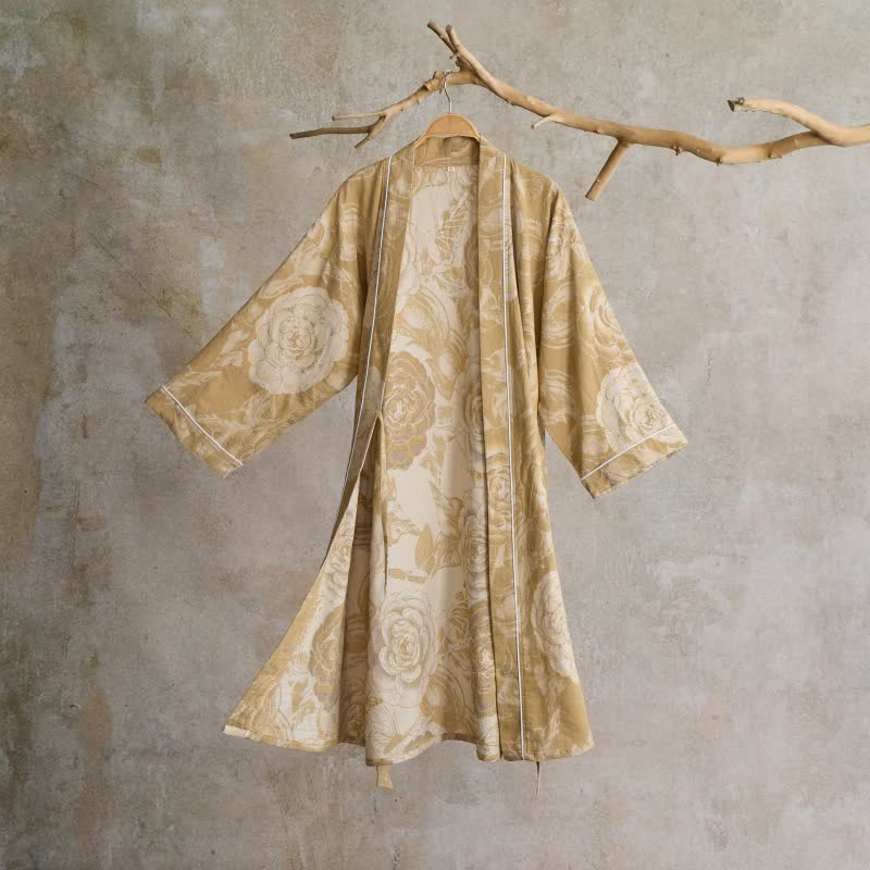 Luxurious Peony Pure Cotton Kimono Robe - image 14