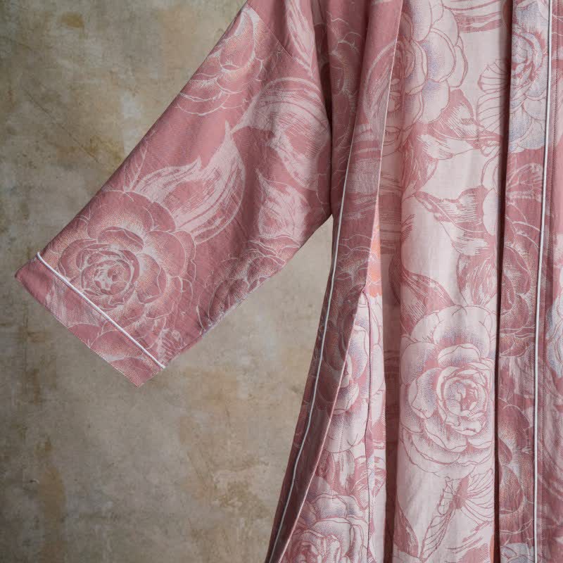 Luxurious Peony Pure Cotton Kimono Robe - image 10
