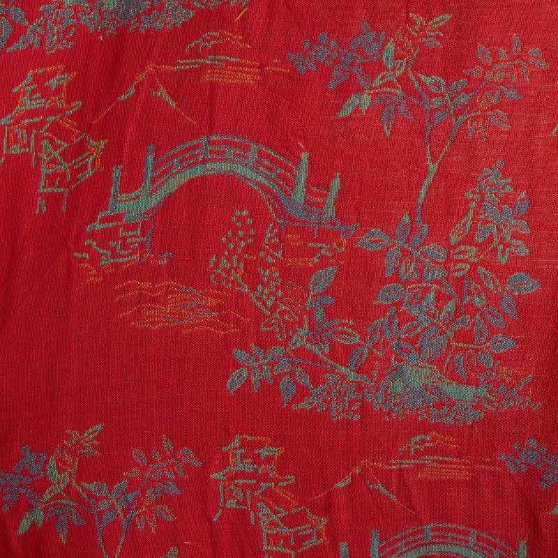 Oriental Bridge & Tree Cotton Kimono Robe - image 6