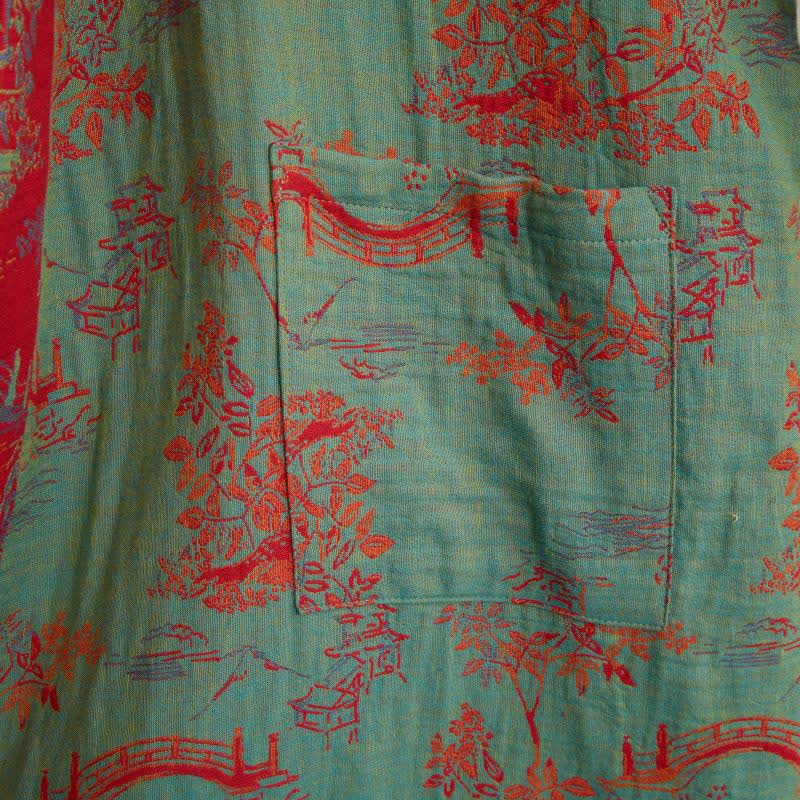 Oriental Bridge & Tree Cotton Kimono Robe - image 13