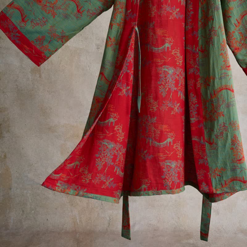 Oriental Bridge & Tree Cotton Kimono Robe - image 11