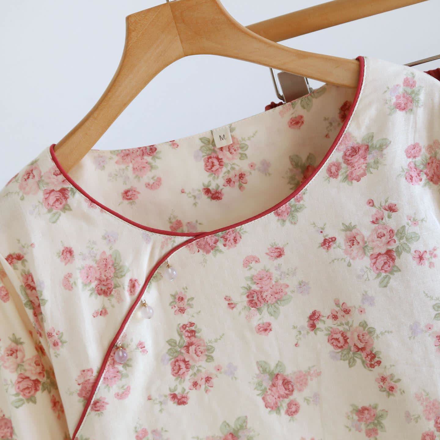 Romantic Rose Cotton Gauze Pajamas - image 3