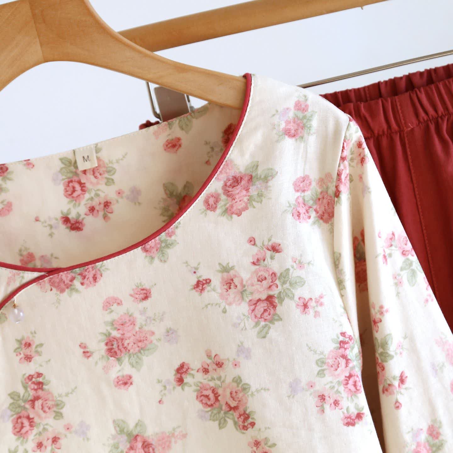 Romantic Rose Cotton Gauze Pajamas - image 5