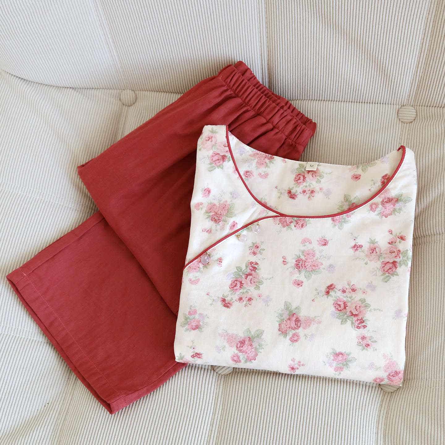 Romantic Rose Cotton Gauze Pajamas - image 1