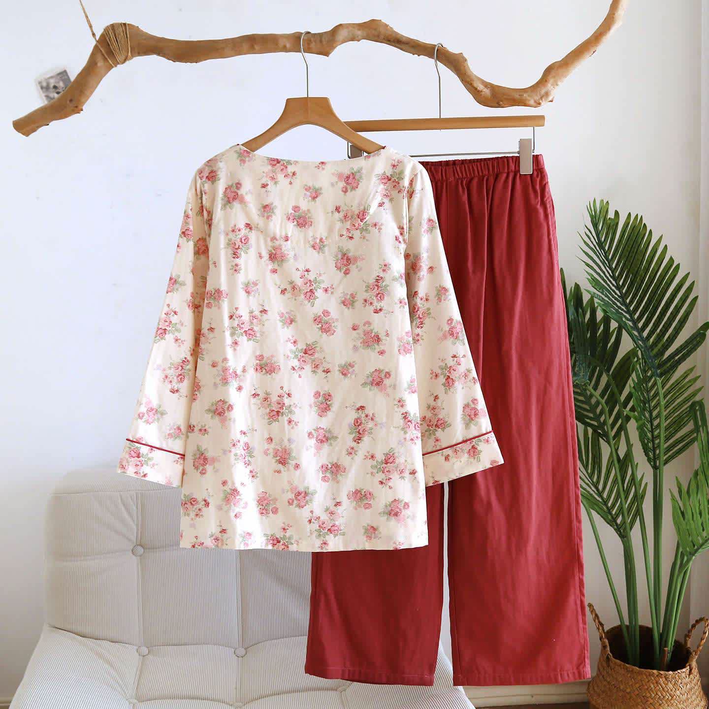 Romantic Rose Cotton Gauze Pajamas - image 2