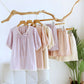 Solid Color Lace-trimmed Short Pajama Set - image 0