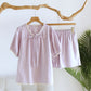 Solid Color Lace-trimmed Short Pajama Set - Purple - XL - image 5