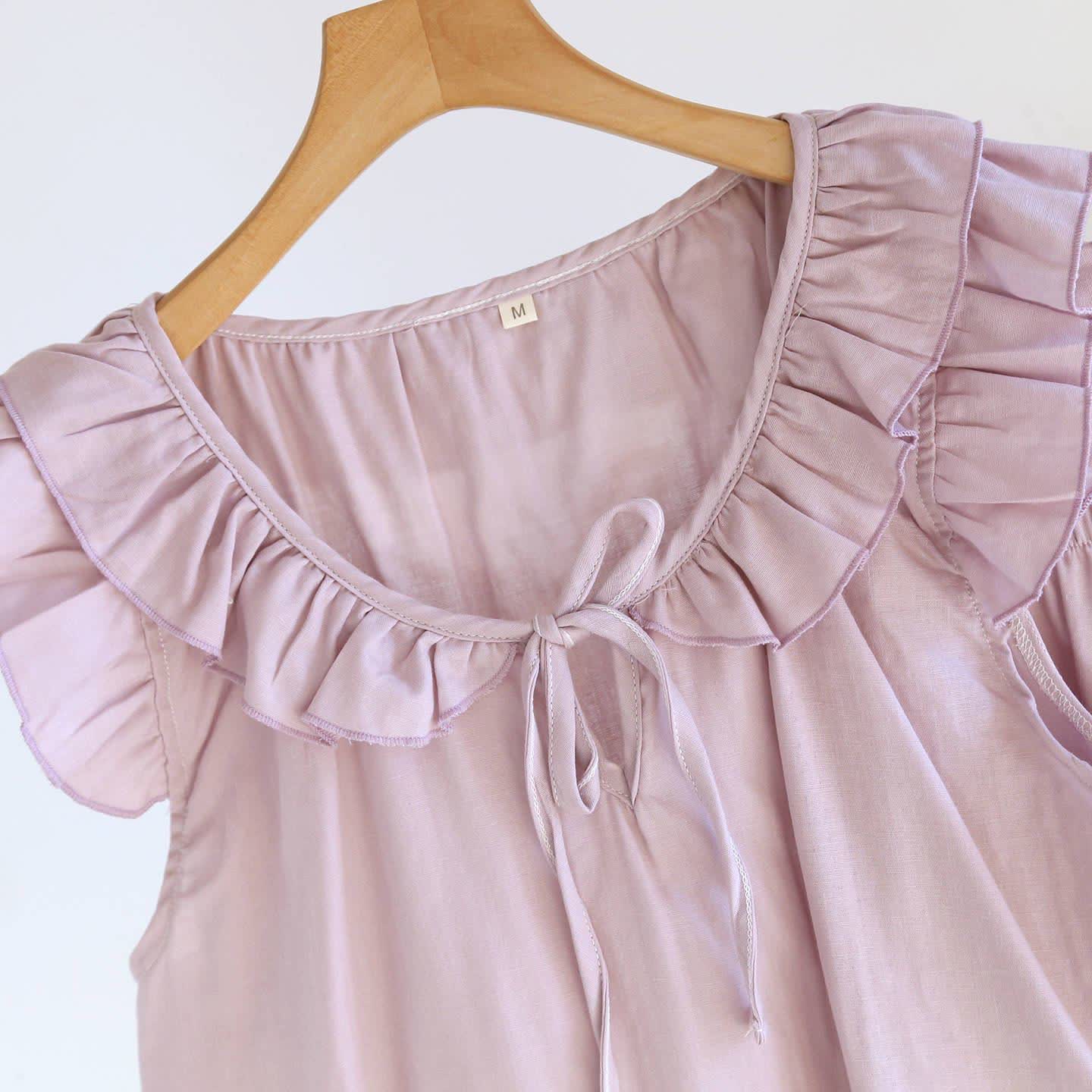 Solid Color Ruffled Tank Pajama Set - image 7