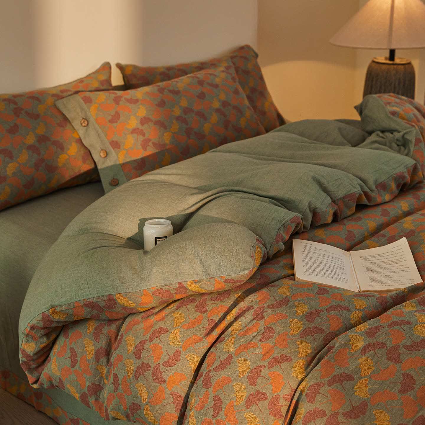 Ginkgo Botanical Cotton Double Gauze Bedding Set(4PCS) - King - image 0