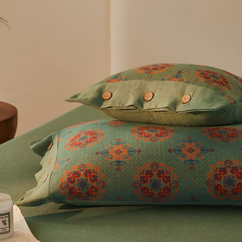 Vintage Geometric Cotton Double Gauze Bedding Set(4PCS) - image 6