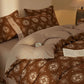 Vintage Geometric Cotton Double Gauze Bedding Set(4PCS) - Coffee - King - image 9