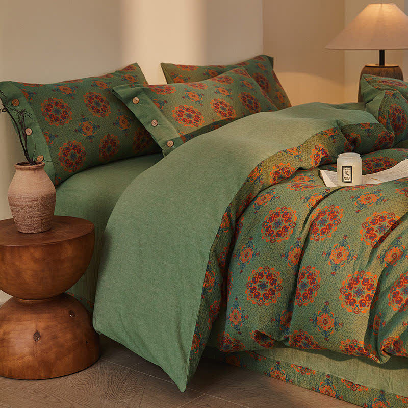 Vintage Geometric Cotton Double Gauze Bedding Set(4PCS) - image 4