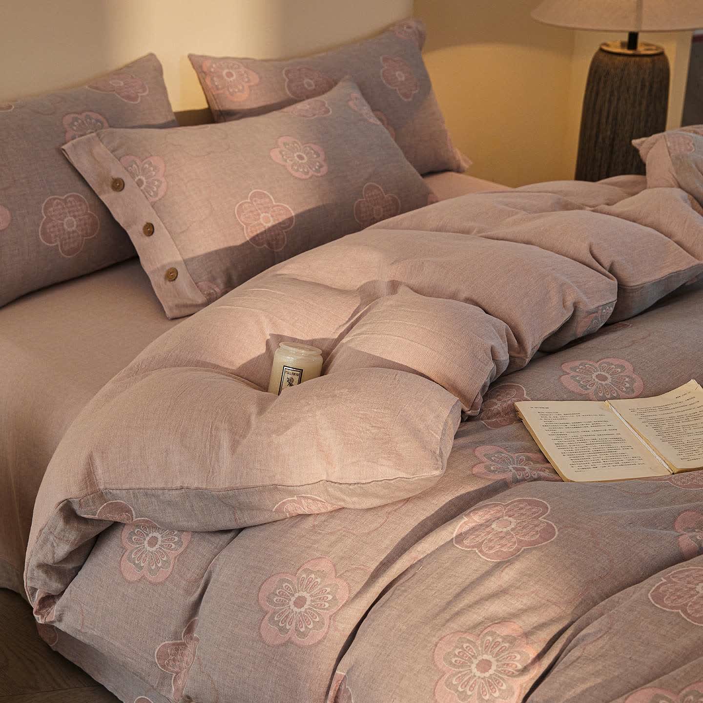 Country Floral Cotton Double Gauze Bedding Set(4PCS) - King - image 0