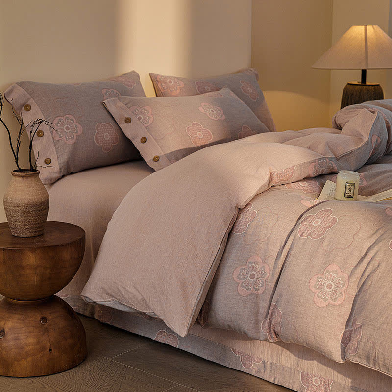 Country Floral Cotton Double Gauze Bedding Set(4PCS) - image 3