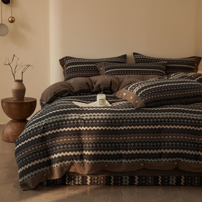 Wavy Stripe Cotton Double Gauze Bedding Set(4PCS) - image 7