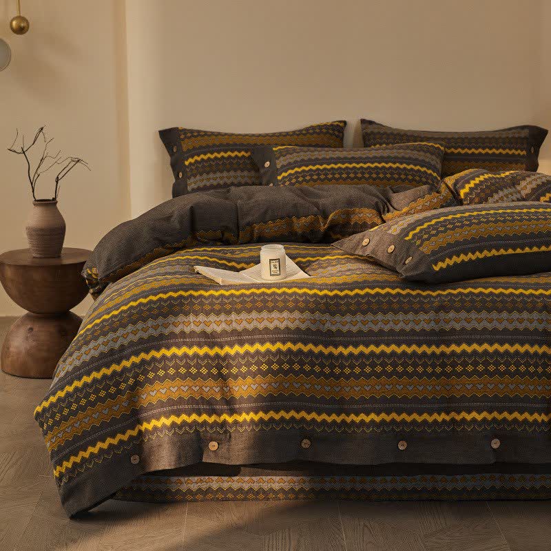 Wavy Stripe Cotton Double Gauze Bedding Set(4PCS) - image 3