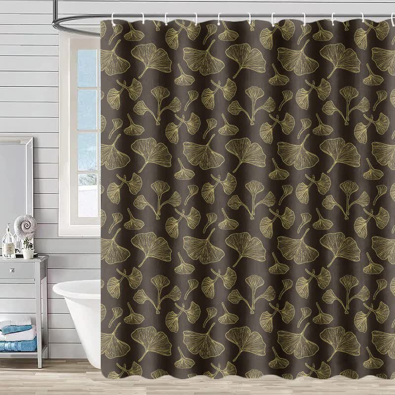 Ginkgo Inspired Print Shower Curtain - Dark Gray - 90"W x 71"L - image 6