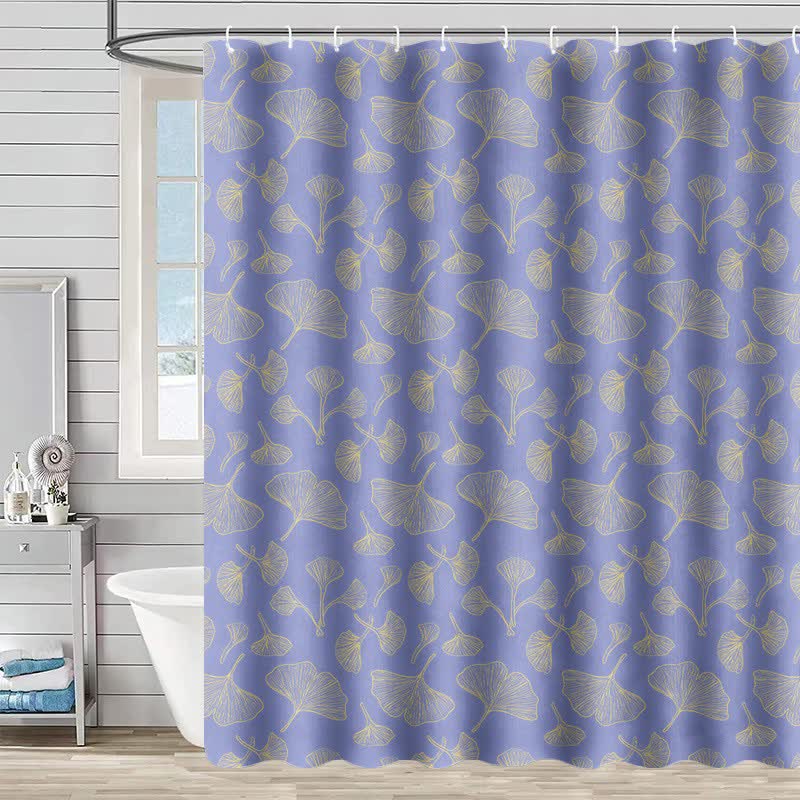 Ginkgo Inspired Print Shower Curtain - Purple - 90"W x 71"L - image 0