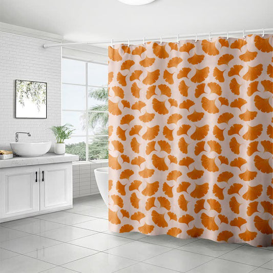 Orange Ginkgo Leaf Print Shower Curtain - image 1