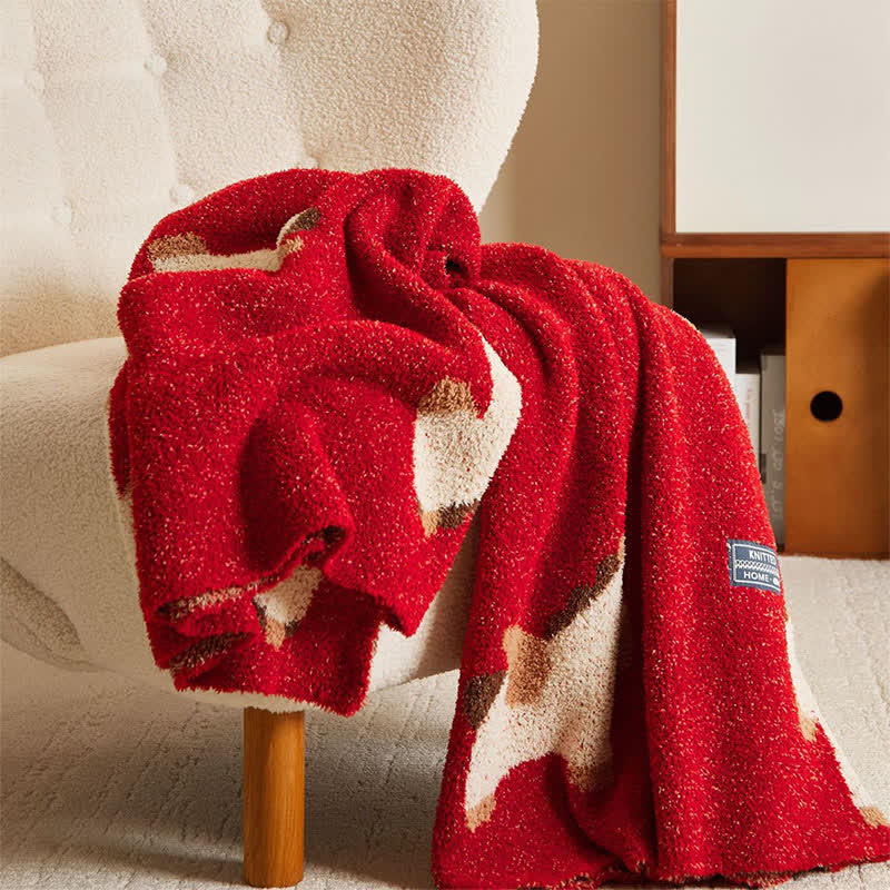 Festive Horse Motif Soft Knit Throw Blanket - image 5