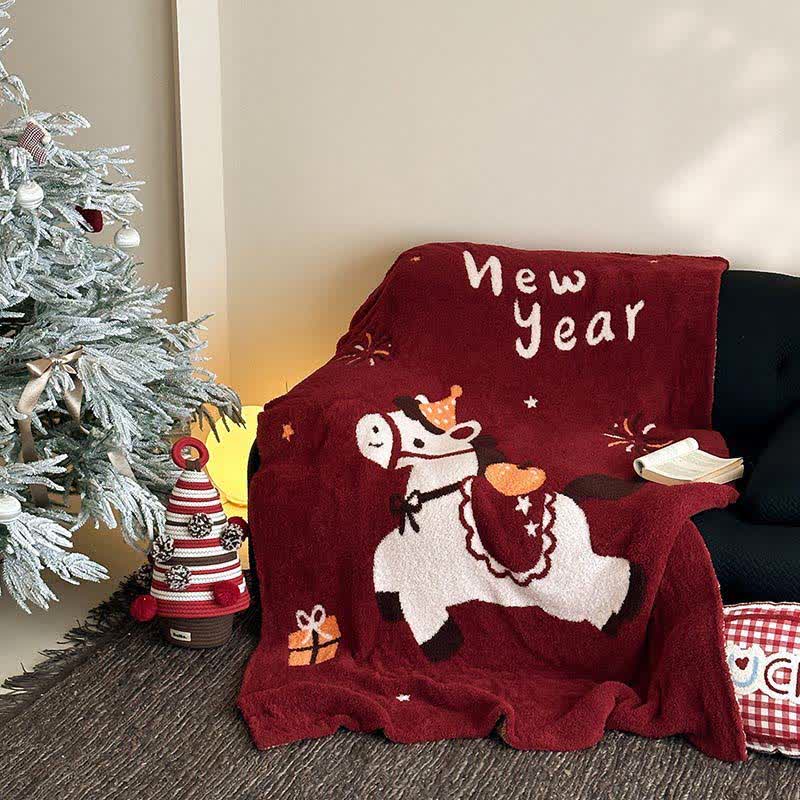Exquisite Horse Knit Festive Throw Blanket - 51"W x 67"L - image 0