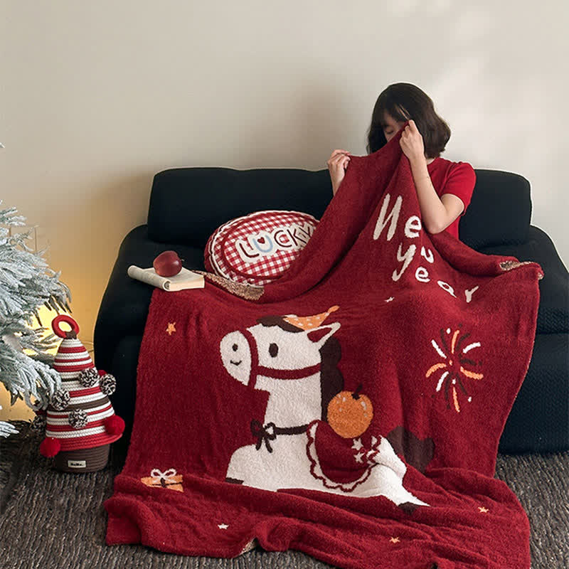 Exquisite Horse Knit Festive Throw Blanket - image 5