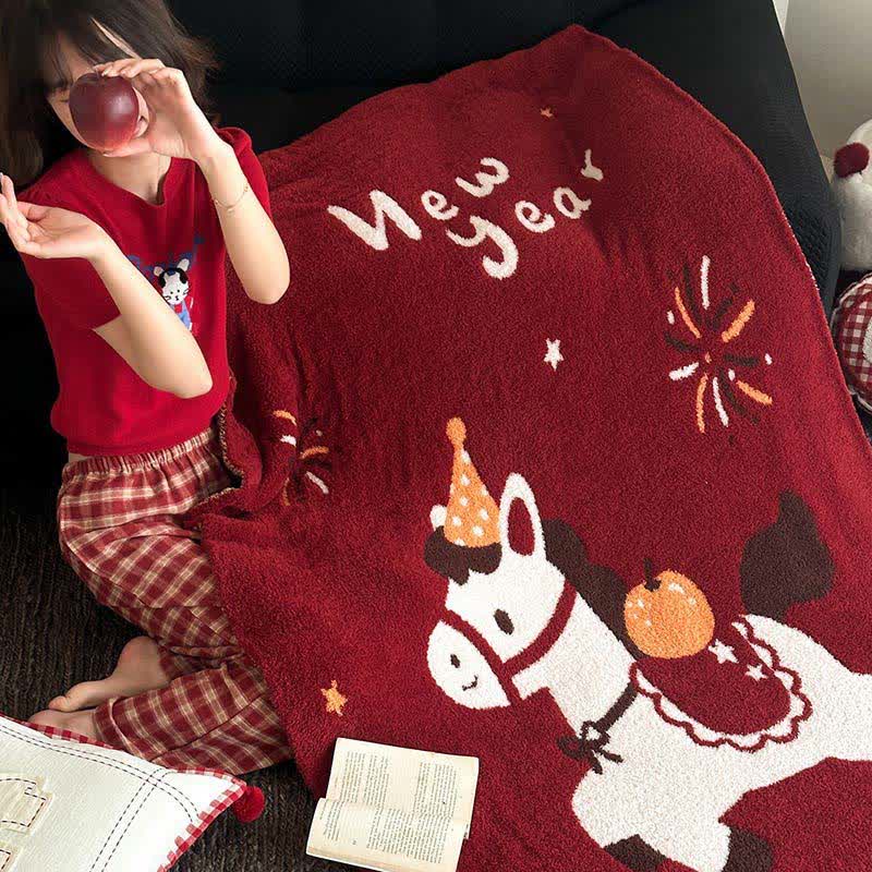 Exquisite Horse Knit Festive Throw Blanket - image 7
