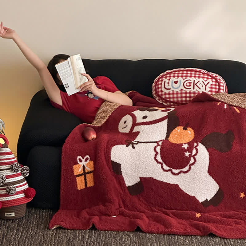 Exquisite Horse Knit Festive Throw Blanket - image 2