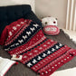 Vintage Nordic Horse & Snowflake Throw Blanket - image 1