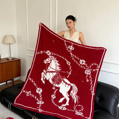 Artistic Galloping Horse Knitted Throw Blanket - 51"W x 67"L - image 0