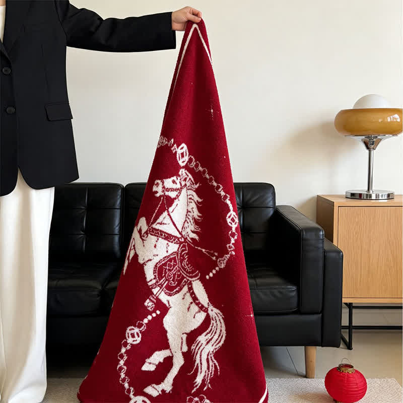 Artistic Galloping Horse Knitted Throw Blanket - image 5