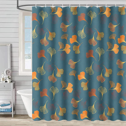 Elegant Ginkgo Leaf Print Shower Curtain - Blue - 90"W x 71"L - image 0