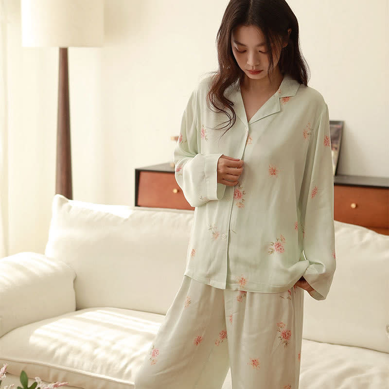 Fresh Green Floral Pajama Set - image 2