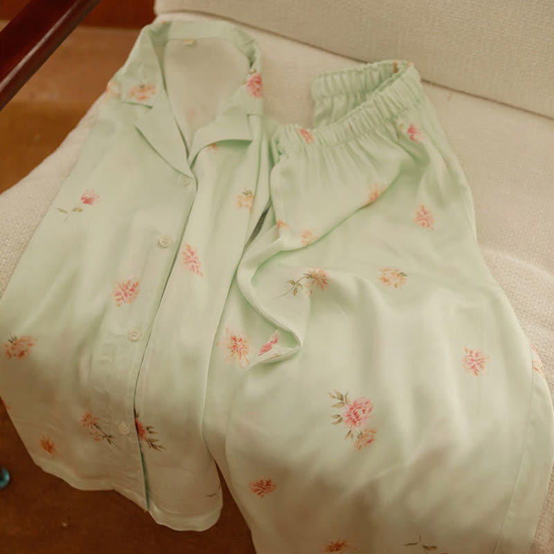 Fresh Green Floral Pajama Set - image 11