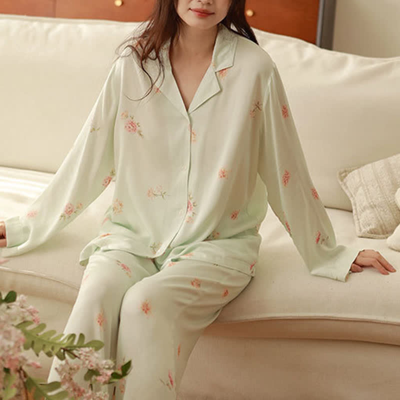 Fresh Green Floral Pajama Set - image 3