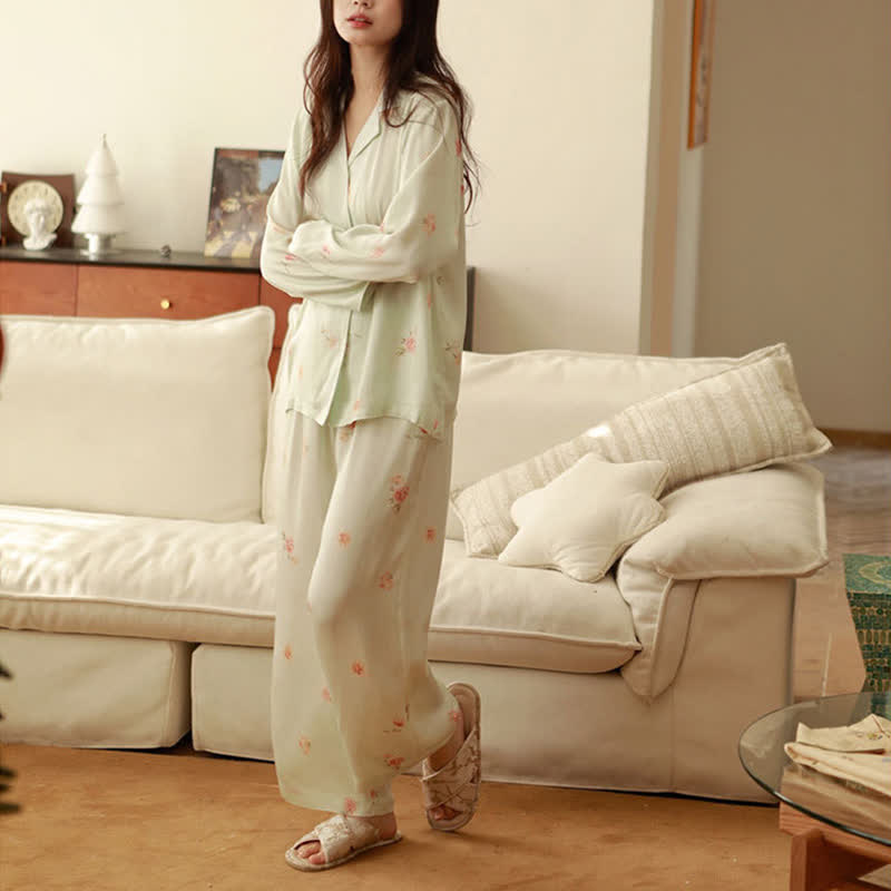 Fresh Green Floral Pajama Set - image 5