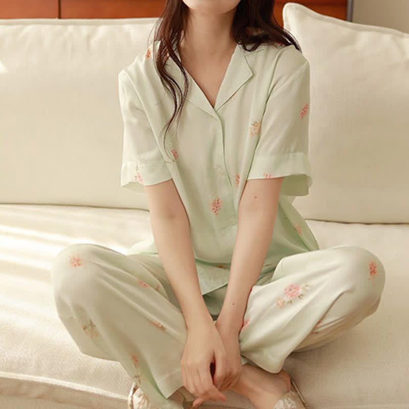 Fresh Green Floral Pajama Set - image 16