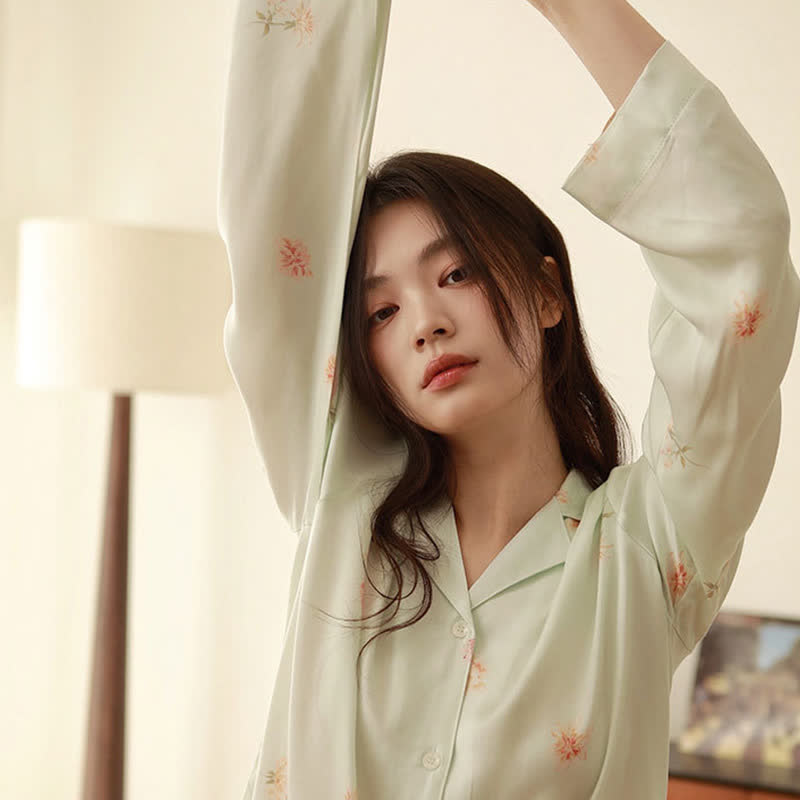 Fresh Green Floral Pajama Set - image 8