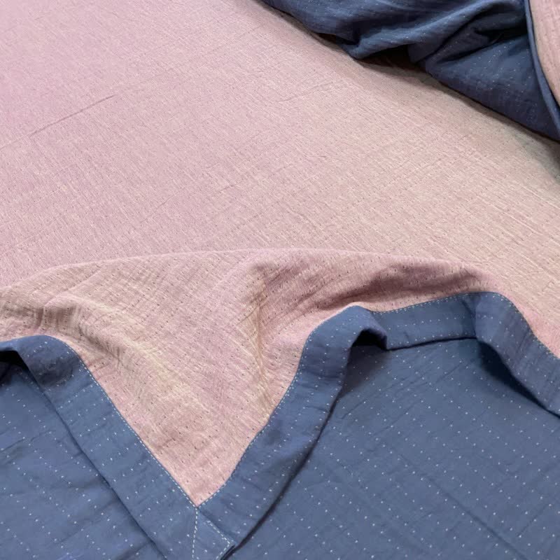 Subtle Dot Cotton Double Gauze Bedspread - Pink & Purple - 2PCS Pillowcases - 19" x 29" - image 1