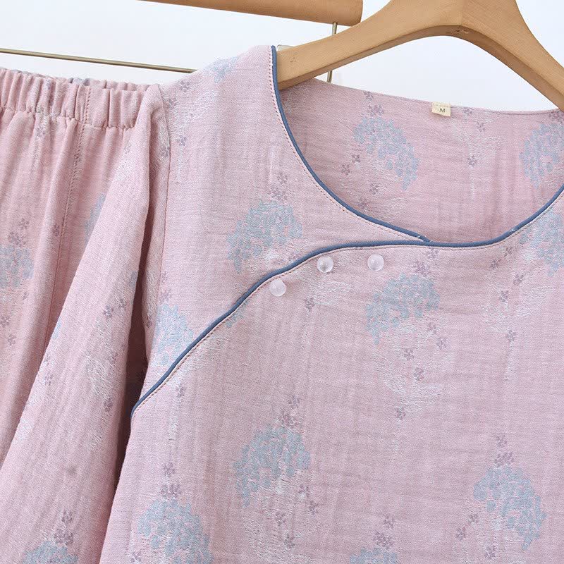 Muted Floral Vintage Cotton Pajama Set - image 5