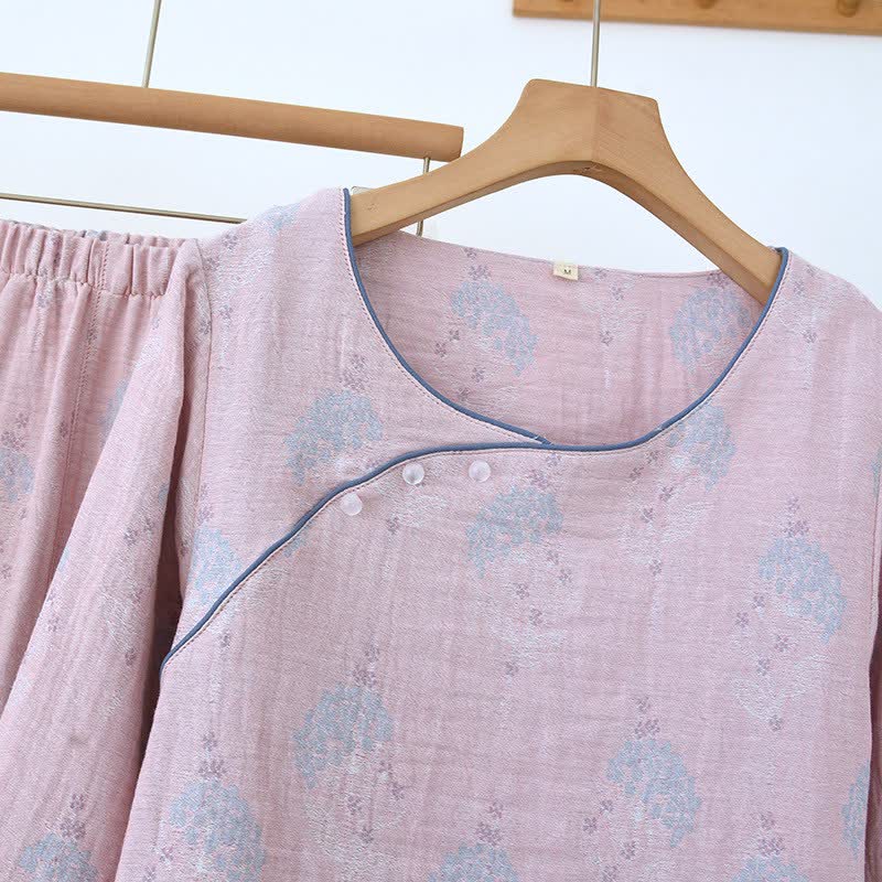 Muted Floral Vintage Cotton Pajama Set - image 4