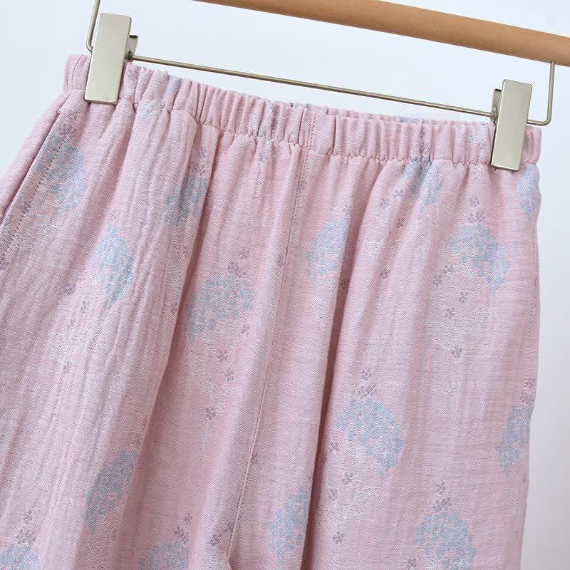 Muted Floral Vintage Cotton Pajama Set - image 8