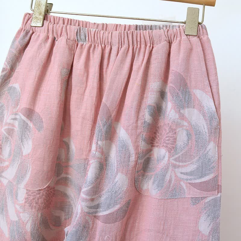 Peony Mandarin Collar Cotton Pajama Set - image 7