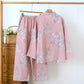 Peony Mandarin Collar Cotton Pajama Set - image 1