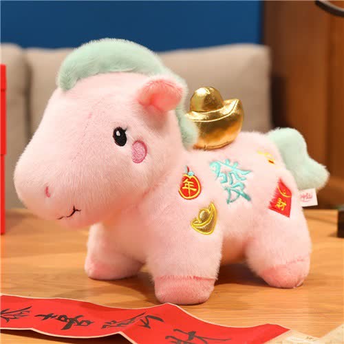 Pink Lucky Horse Plush Toy Decoration - image 13