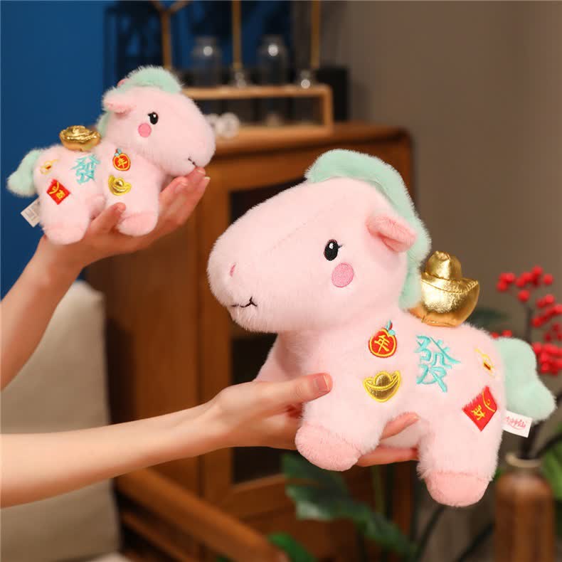 Pink Lucky Horse Plush Toy Decoration - image 7