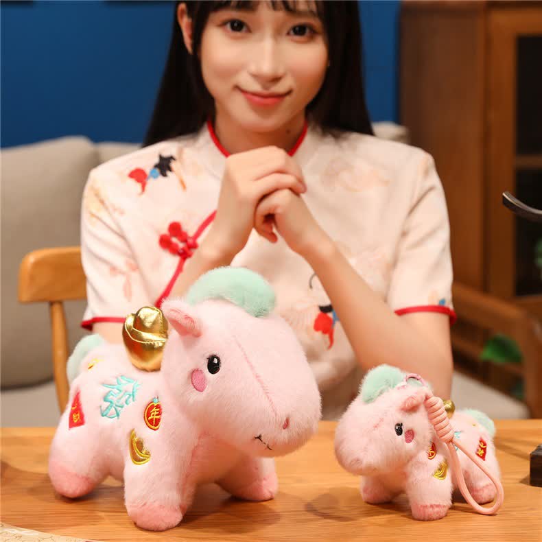 Pink Lucky Horse Plush Toy Decoration - image 3