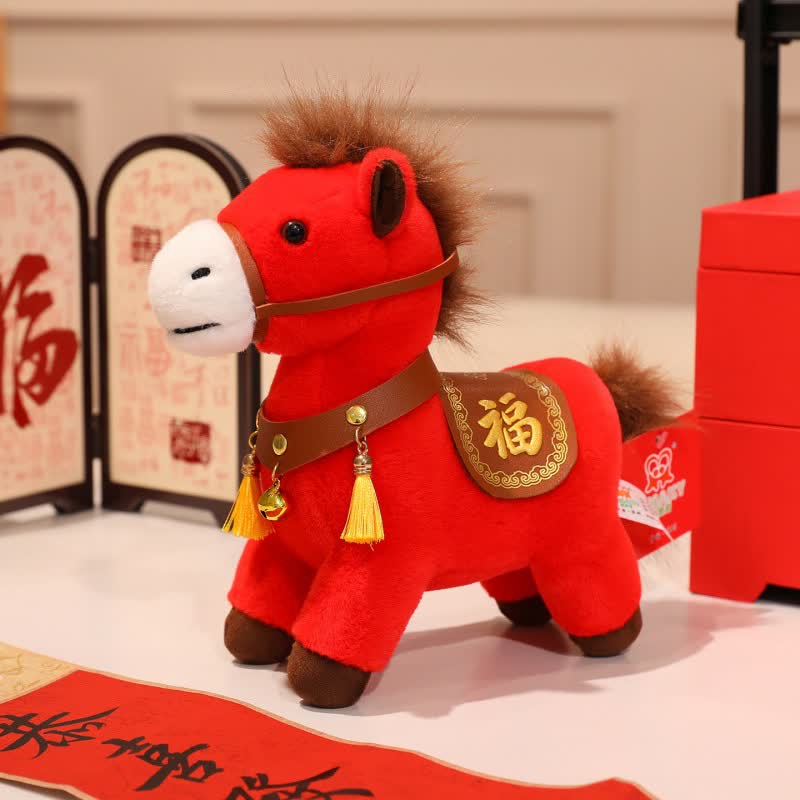 Red Zodiac Horse Decorative Plush Toy - Fortune - 2CPS - 11.81"H - image 5