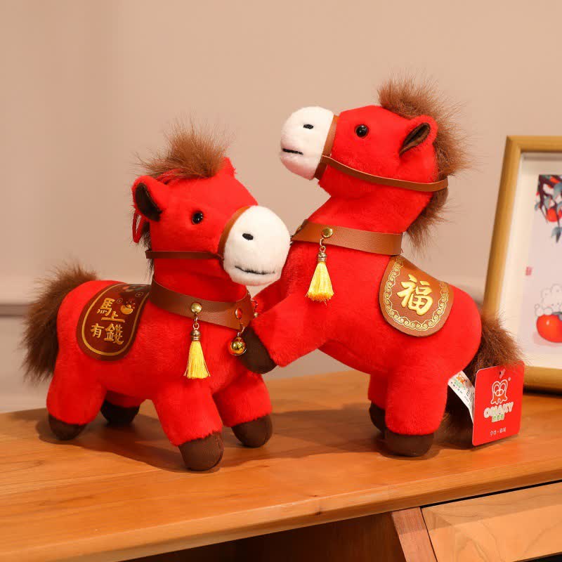 Red Zodiac Horse Decorative Plush Toy - image 1