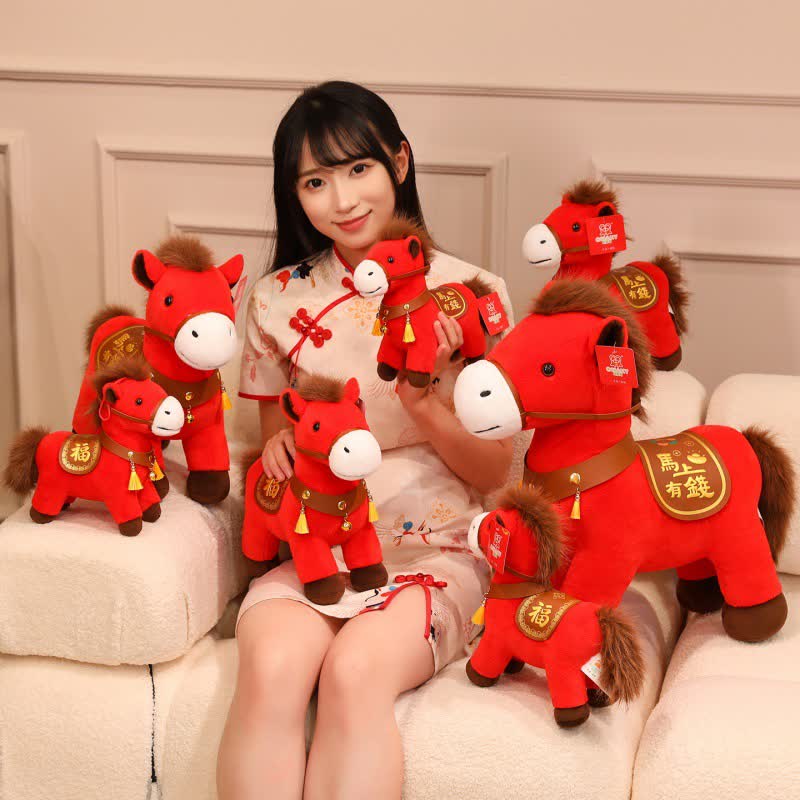 Red Zodiac Horse Decorative Plush Toy - image 0